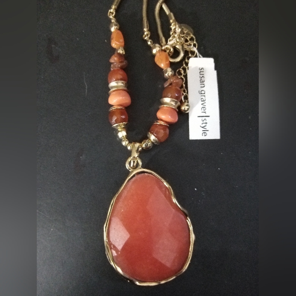 Susan Graver Red Agate Jasper Necklace